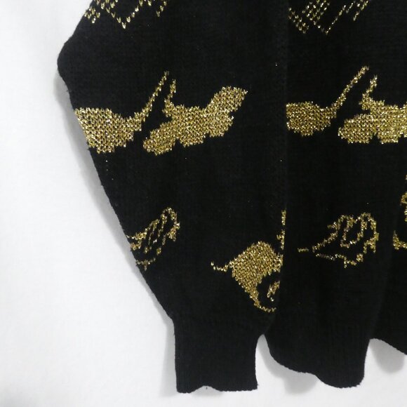 Made In Korea | size 42 | Black Sweater With Gold Front and Back Design | GUC - Picture 12 of 14